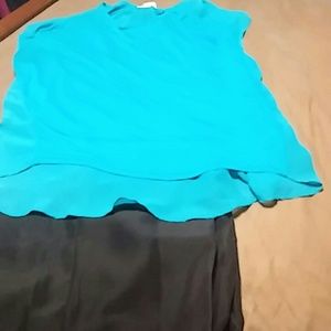 Bungle set black dress pants and teal blue shirt